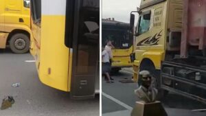 Büyükçekmece'de kamyon İETT otobüsüne çarptı: 9 yaralı