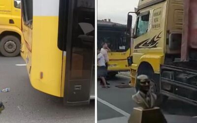 Büyükçekmece'de kamyon İETT otobüsüne çarptı: 9 yaralı