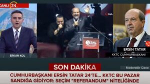 KKTC Cumhurbaşkanı Tatar, 24 TV yayınında seçimi değerlendirdi: Karşı tarafın hedefi Türkiye'yi Kıbrıs'tan çıkarmak