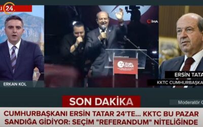 KKTC Cumhurbaşkanı Tatar, 24 TV yayınında seçimi değerlendirdi: Karşı tarafın hedefi Türkiye'yi Kıbrıs'tan çıkarmak