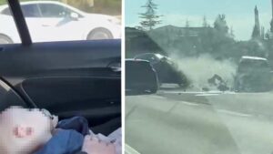 TEM'de maganda dehşeti: Bebekli otomobili sıkıştırdı, 4 araca çarptı