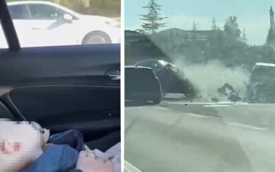 TEM'de maganda dehşeti: Bebekli otomobili sıkıştırdı, 4 araca çarptı