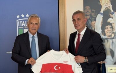 TFF Başkanı Hacıosmanoğlu İtalya Futbol Federasyonu Başkanı Gabriele Gravina'yı ziyaret etti